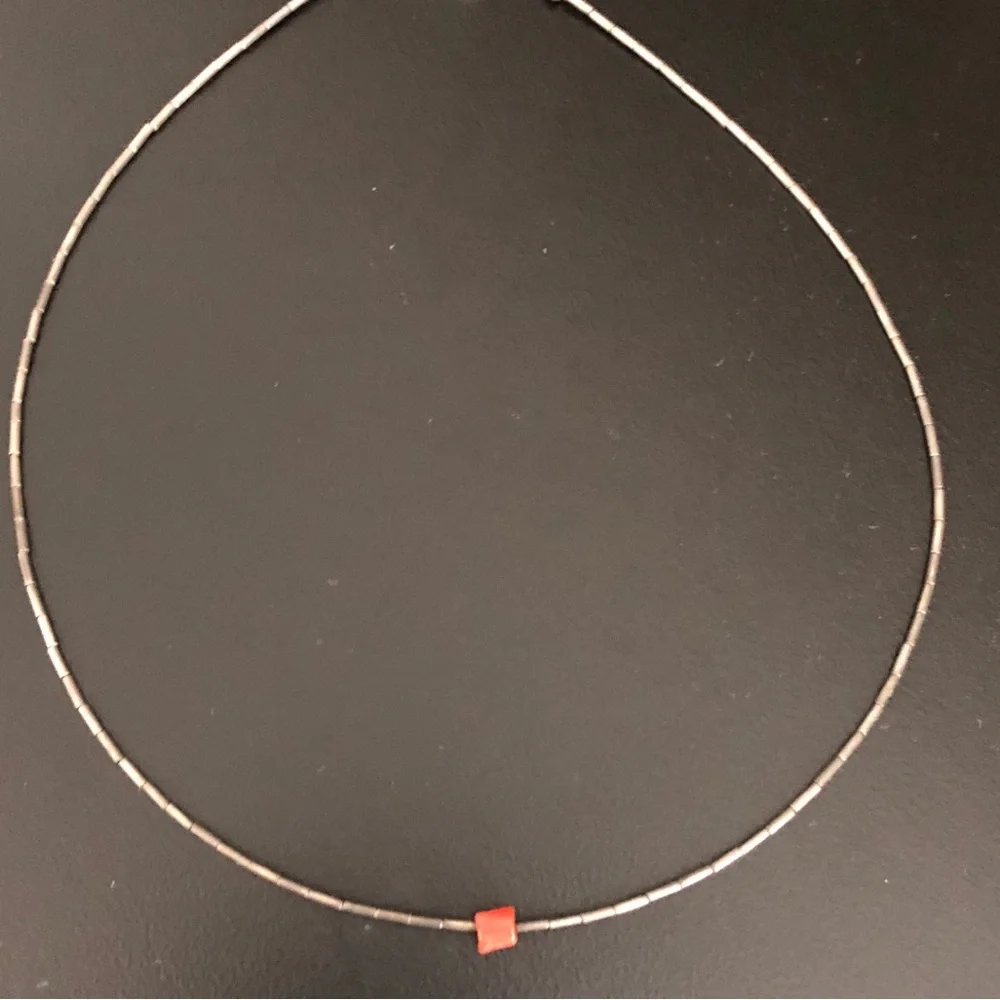 Vintage Liquid Silver And Coral Necklace